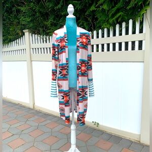 Long Mosaic Cardigan ♦️🔹🔶
(Only worn twice!) 
Does have a little rip in the seam